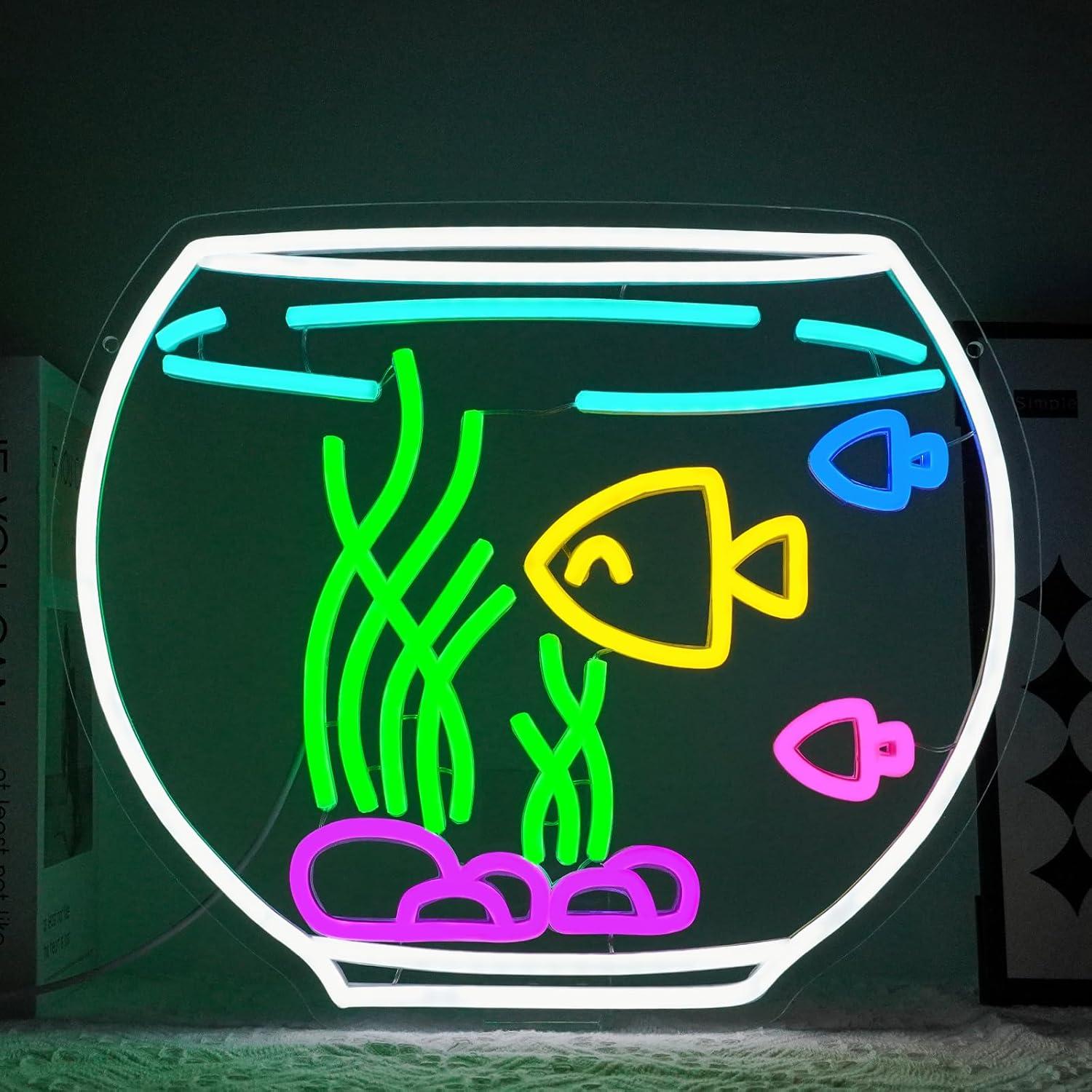 Neon Sign Party - Balık Tankı Neon Tabelası, Oturma Odası,