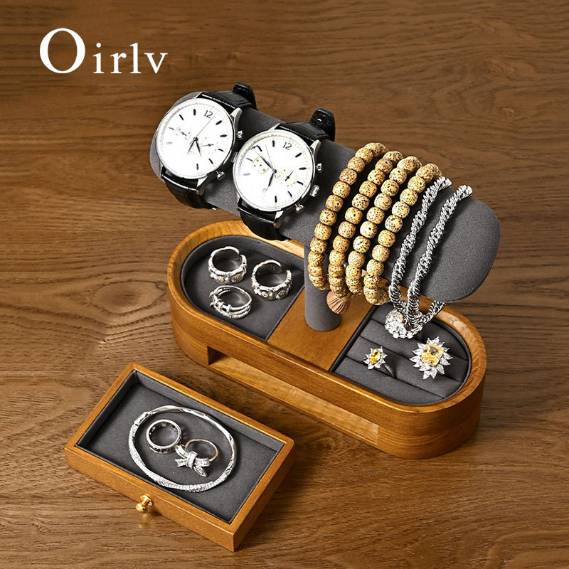 Event Support - Oirlv katı ahşap saat organizatör raf