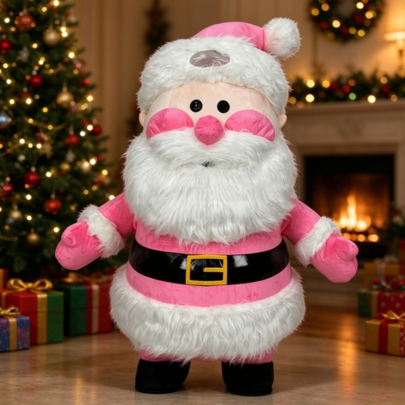 Event Party - Pembe Noel Baba Şişme Kostümü, Yetişkinler