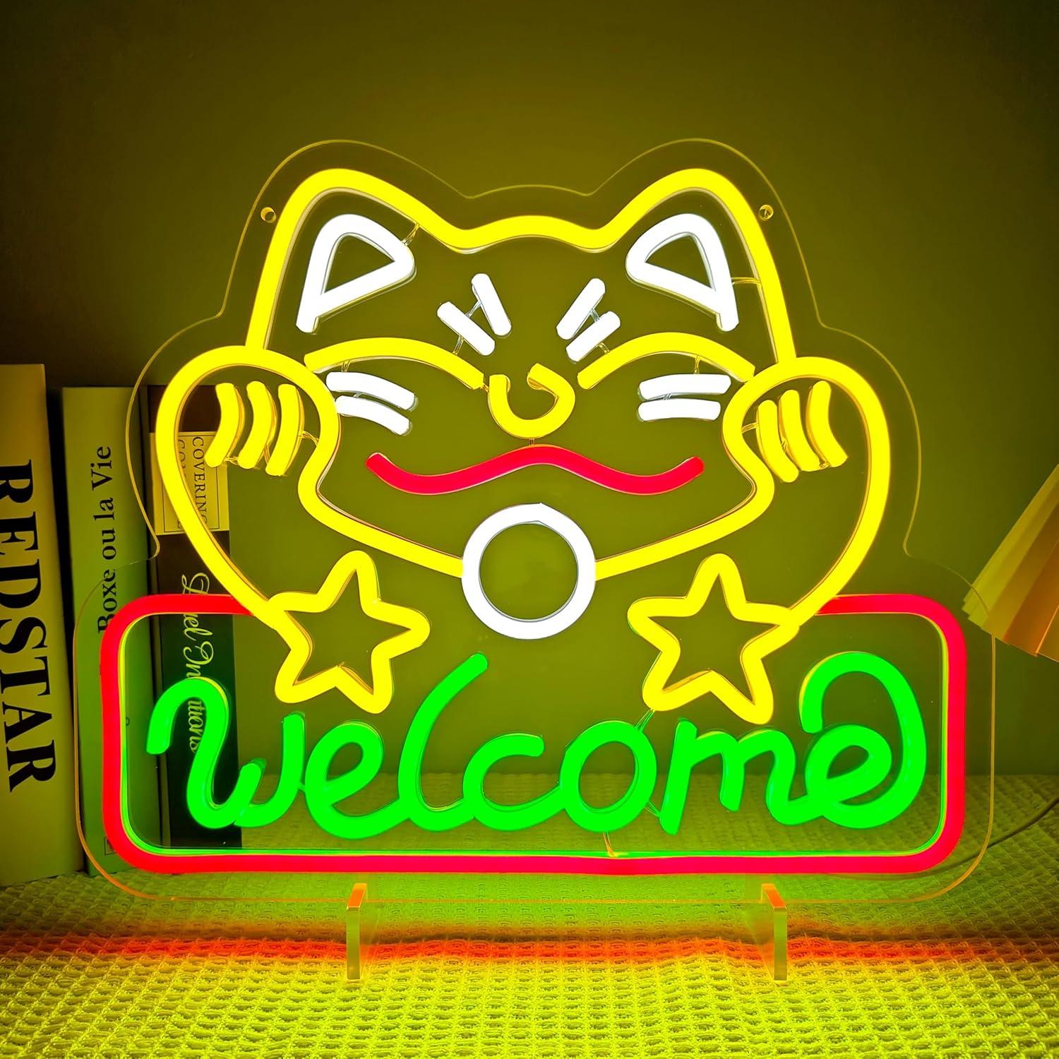 Şanslı Kedi Karşılama Neon Tab - Neon Sign Party incelemesi ve fiyatı