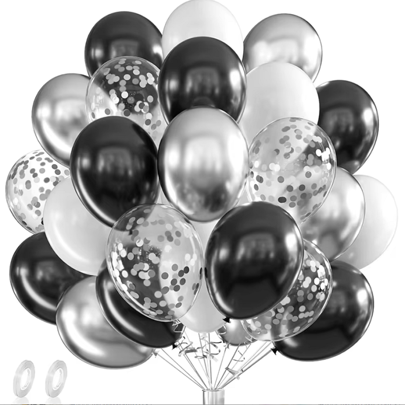 42 adet Gümüş Siyah Beyaz Konf - Balloon Pump Hand incelemesi ve fiyatı